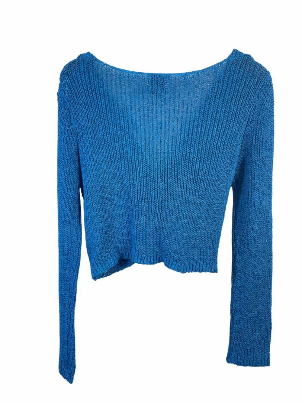 J.O.A Blue Twist Front Knit Crop Sweater Revolve Style V Neck M NWOT - Picture 3 of 10